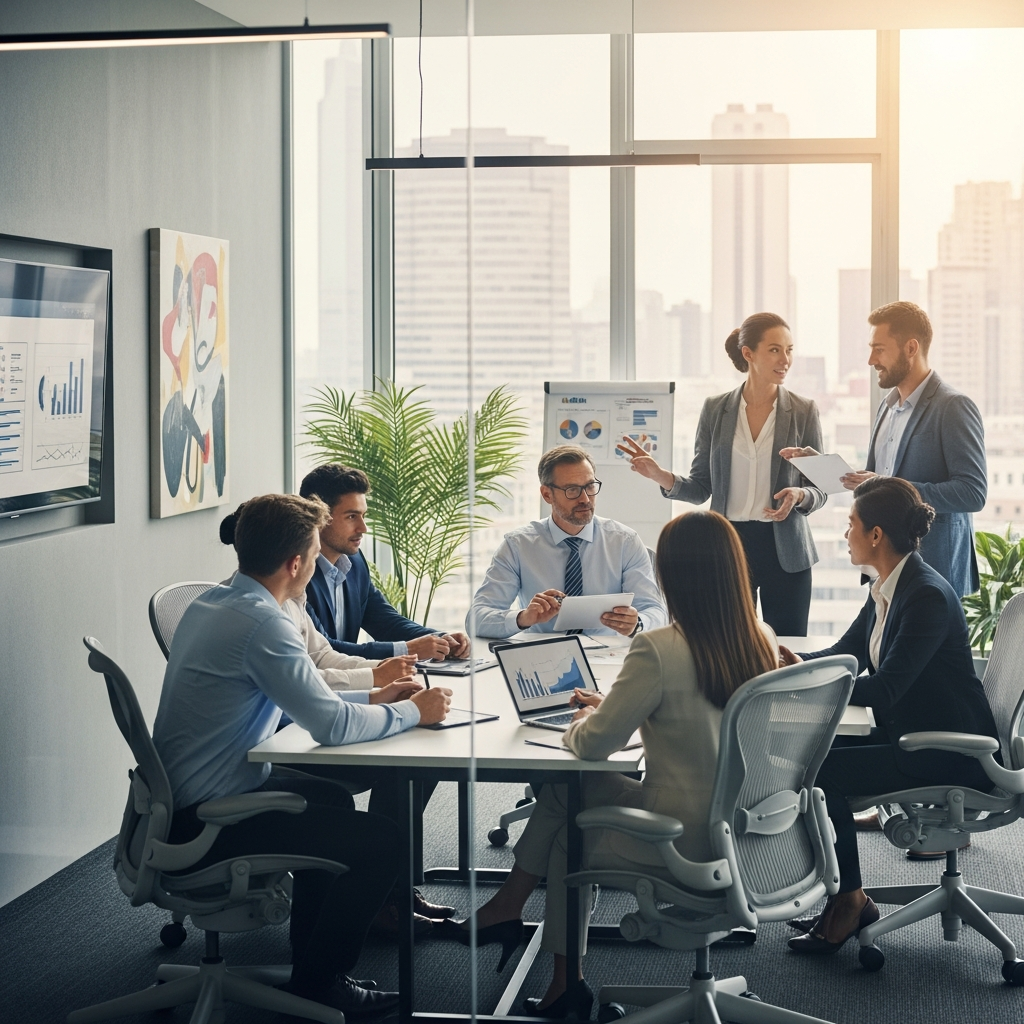 Team meeting in office